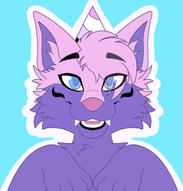 A birthday art piece featuring the Rylan Fursona with a birthday hat, looking happy with paws raised, leaning inwards towards each other, all encapsulated in a gorgeous art style courtesy of "Celestial Lyra".